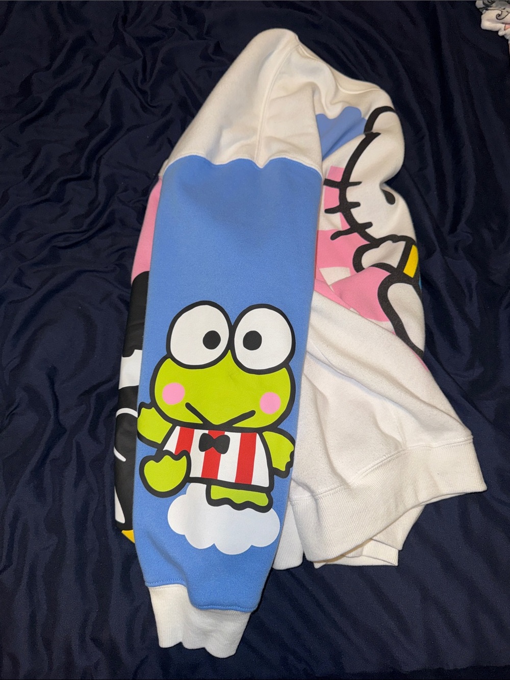 Hello Kitty Colorblock Graphic Crewneck Sweatshirt - White, Pink, Blue, Red - Picture 5 of 7